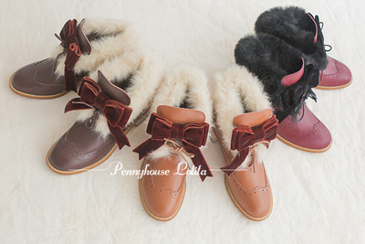 taobao agent [Dream and Treasure Spot] National brand lolita silently weaving small bee leather leather strap hair short boots