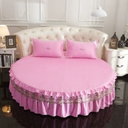 Châu âu lụa giường tròn giường váy bốn bộ giường tròn bìa mảnh duy nhất cotton công chúa phong cách cotton ren khăn trải giường tùy chỉnh