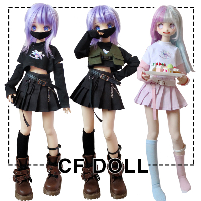 taobao agent [Fried Rice] BJD baby jacket set punk workers with pleated skirt 1/4 1/3 1/6, 6 days, handsome