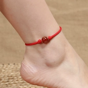 Hoàn toàn trang sức đỏ năm nay vòng chân nữ đỏ mã não an toàn chuyển hạt điều chỉnh góc phụ kiện đơn giản