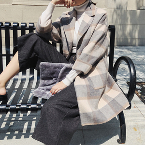 4 Chenzi CICY len hai mặt len ​​lông trong phần dài của hai mặt cashmere áo nữ 368