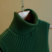 Mùa thu đông 2018 mới dệt kim cổ cao vest vest không tay áo thun nữ rộng rãi áo khoác rộng kích thước dày Hàn Quốc