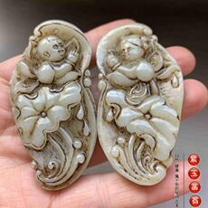 Украшения на шею 老玉古玉老和田玉金童玉女玉佩腰佩一对挂件古风清仓包邮022