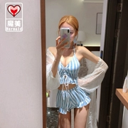 Cô gái Nhật Bản lưới đỏ nổ dễ thương sọc xanh trắng mềm mại gợi cảm bikini kích thước ngực tập hợp áo tắm - Bikinis