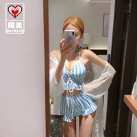 Cô gái Nhật Bản lưới đỏ nổ dễ thương sọc xanh trắng mềm mại gợi cảm bikini kích thước ngực tập hợp áo tắm - Bikinis đồ bơi bikini