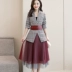 Áo khoác nữ hai dây xuân mới 2019 khí chất Hàn Quốc dài tay thắt lưng phù hợp với váy xếp li - Váy eo cao Váy eo cao