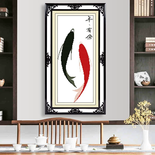 Cross -Stitch 11 -Myear Store Store имеет рыбу Futu 2023 Новая вышитая гостиная, вышитая в новую линию, вышитую ручной работы и новичок Simple Figure