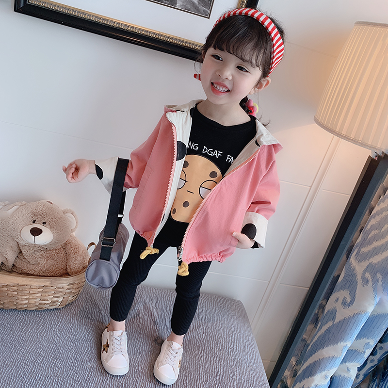 韩版春装女宝宝两面穿风衣外套