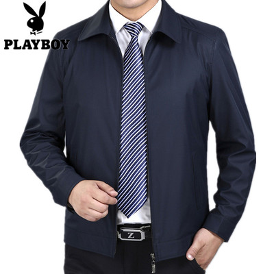Playboy áo khoác nam trung niên của nam giới mùa xuân và mùa thu áo khoác mỏng ve áo kinh doanh bình thường áo khoác cha