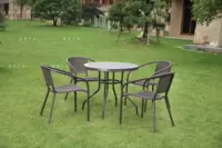 Bàn ghế sắt rèn bàn giải trí ba mảnh ban công trong nhà ngoài trời nội thất sân vườn giả mây kết hợp đơn giản phong cách hiện đại bàn cafe ngoài trời