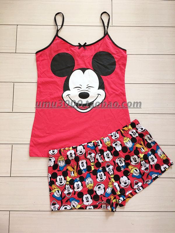 Gules2021 new pattern rubber string  Mickey printing ma'am camisole Bottom up pajamas shorts Hot pants Home suit