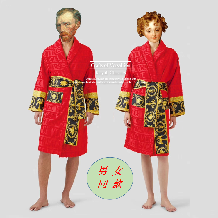Red Bathrobe (M Or L)European style White towel 3-piece set model houses TOILET decorate pure cotton black Male and female luxurious thickening water uptake Bath towel