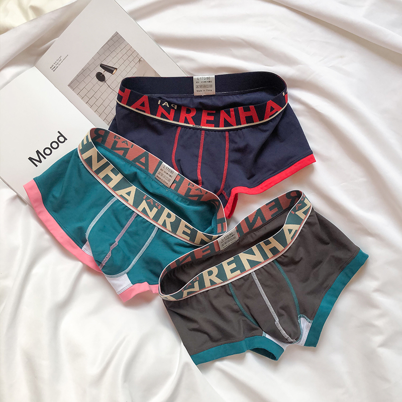 Navy + Green + Dark Greyman underpants pure cotton boxer personality trend motion shorts middle-waisted Four shorts summer ventilation Thin Underpants