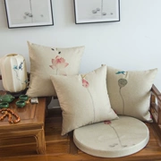 Trung Quốc phong cách Trung Quốc sen vải lanh phong cách ghế sofa văn phòng gối đệm có thể tháo rời và có thể giặt - Trở lại đệm / Bolsters