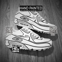 HP Hand -Painted Custom Sneaker Air Force № 1 Рукопись белый воздух Max Black и White Comics Рисунок AJ1 Двухмерные граффити