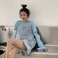 Джинсовый комбинезон, шорты, тонкие японские милые штаны, коллекция 2021, в корейском стиле, подходит для подростков