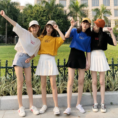 2018夏装新款韩版女装百搭刺绣上衣姐妹闺蜜装宽松短袖t恤女学生