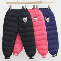 Бархатные детские утепленные зимние штаны с пухом для мальчиков, детская одежда, утиный пух, свободный крой, высокая талия