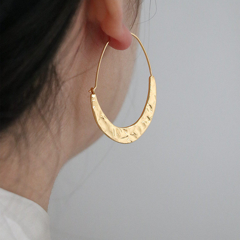 Gold Plated Irregular Geometric Hoop Earrings Personalized_voghion.com