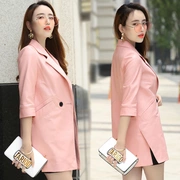Áo khoác da nữ phần dài mỏng da cừu da duy nhất áo 2017 mùa thu mới Da Haining da