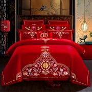Đơn giản cao cấp cotton Trung Quốc đám cưới đơn mảnh chăn 60s cotton dài chủ yếu bông lớn màu đỏ thêu duy nhất chăn sản phẩm - Quilt Covers