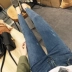 Mùa thu Hàn Quốc phiên bản của đa năng jeans nữ chân quần quần bút chì Slim stretch cao eo chín quần thủy triều của phụ nữ quần jean cao cấp Quần jean