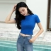 Mùa hè mới của Hàn Quốc thời trang Joker ngắn đáy áo sexy rốn slim slimming chic gió ngắn T-Shirt áo phông nữ cao cấp Áo phông