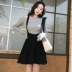MMCO2018 mùa thu mới slim slimming strapless áo len dài tay màu rắn áo len mỏng áo sơ mi nữ Hàn Quốc phiên bản Đan Cardigan