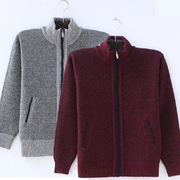 Mùa thu và mùa đông trung niên của nam giới cardigan cashmere dày cộng với nhung áo len áo len trung niên cha áo len áo