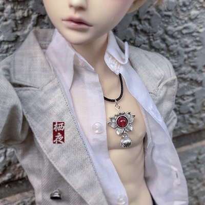 taobao agent [Qiye Building] BJD baby accessories-daily general-purpose leather rope necklace [Red Lotus]-1/3 Uncle/Women