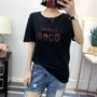 B-J211 kiểu tóc thêu T-Shirt 2018 mùa hè của phụ nữ vòng cổ cao cổ thư ngắn tay áo áo phông rộng