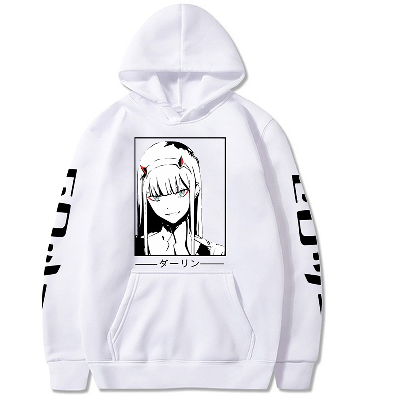 WhiteCross border Cartoon Japan comic ZeroTwoDarlingInTheFranxx Fleece Hooded Sweater male