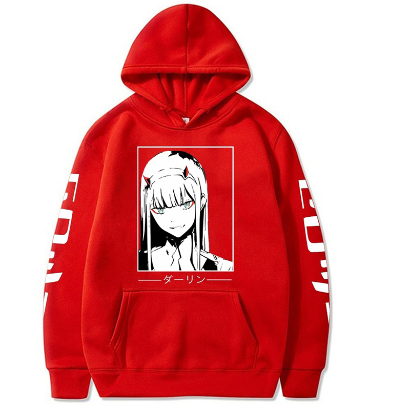 RedCross border Cartoon Japan comic ZeroTwoDarlingInTheFranxx Fleece Hooded Sweater male