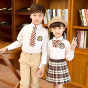 Đồng phục học sinh nam nữ mùa xuân và mùa thu Phong cách Anh áo sơ mi trắng mới thiết lập trang phục lớp học quần áo mẫu giáo - Đồng phục trường học / tùy chỉnh thực hiện