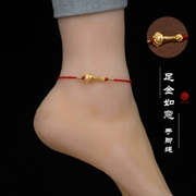 999 vàng đầy đủ mong muốn dây đỏ vòng chân vàng chân dây nam và nữ mô hình 3D cứng vàng dây đỏ vòng tay quà tặng năm nay - Vòng chân