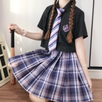 Униформа, черная летняя рубашка, форма для школьников, комплект, короткий рукав
