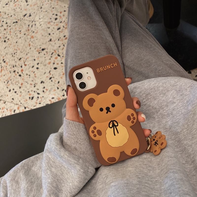Apple 11 & Brownlovely Bear Hanging decoration apply iphone12promax Apple 11 Mobile phone shell x / xs silica gel 8 plus female xr