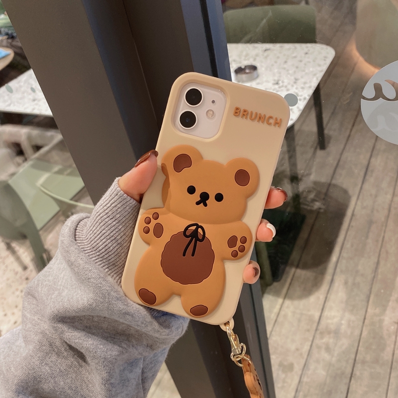 Apple 7 / 8 / SE & Beigelovely Bear Hanging decoration apply iphone12promax Apple 11 Mobile phone shell x / xs silica gel 8 plus female xr