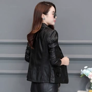 2018 thu đông mới Hained leather nữ ngắn thon gọn tự tu dưỡng giảm béo cỡ lớn áo khoác da cho mẹ trung niên