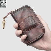 Túi da rám nắng khóa túi xách tay công suất lớn túi da handmade túi chìa khóa túi thẻ lớp da ví đầu tiên