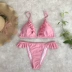 017 AliExpress mới bùng nổ ba điểm ruffle BIKINI kẹo màu cam đỏ bikini bikini gợi cảm - Bikinis áo choàng tắm biển Bikinis