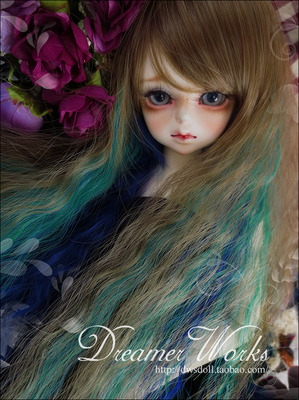 taobao agent 3 points and 4 points BJD SD wigs/high temperature silk HT-princess curl long hair peacock color 1/3, 1/4,1/6