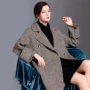 Áo khoác lông cừu phong cách Hepburn xương cá hai mặt cho phụ nữ áo len dài phần 2019 quần áo mùa thu đông mới - Áo len lót đôi áo khoác nữ đẹp 2021