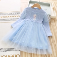 Демисезонное детское платье, наряд маленькой принцессы, хлопковая бархатная юбка, «Холодное сердце», детская одежда, увеличенная толщина