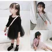 Quần áo bé gái mùa xuân và mùa thu quần áo trẻ em váy dài tay phiên bản dài tay Hàn Quốc