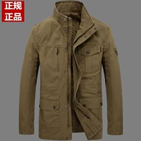 Áo khoác nam mùa xuân và mùa thu dài bằng cotton cộng với phân bón XL áo khoác nam trung niên béo 5XL áo jean nam