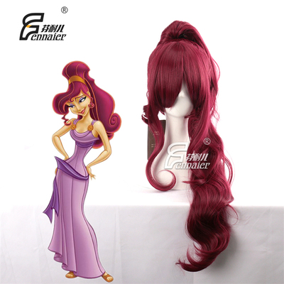 taobao agent Fenner Gulxels Miggra dark wine red curly hair+single ponytail COS wig