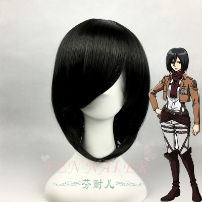 taobao agent Fantine's Attack Giant Mikasa, adult black daily Bobo head straight hair cos fake discovery