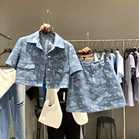 Джинсовый летний комплект, дизайнерская куртка, мини-юбка, 2021 года, в корейском стиле, тренд сезона, высокая талия