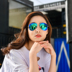 Net red sunglasses nữ 2018 new phân cực retro ếch gương nam phản quang sunglasses vòng mặt hộp lớn lái xe gương Kính râm